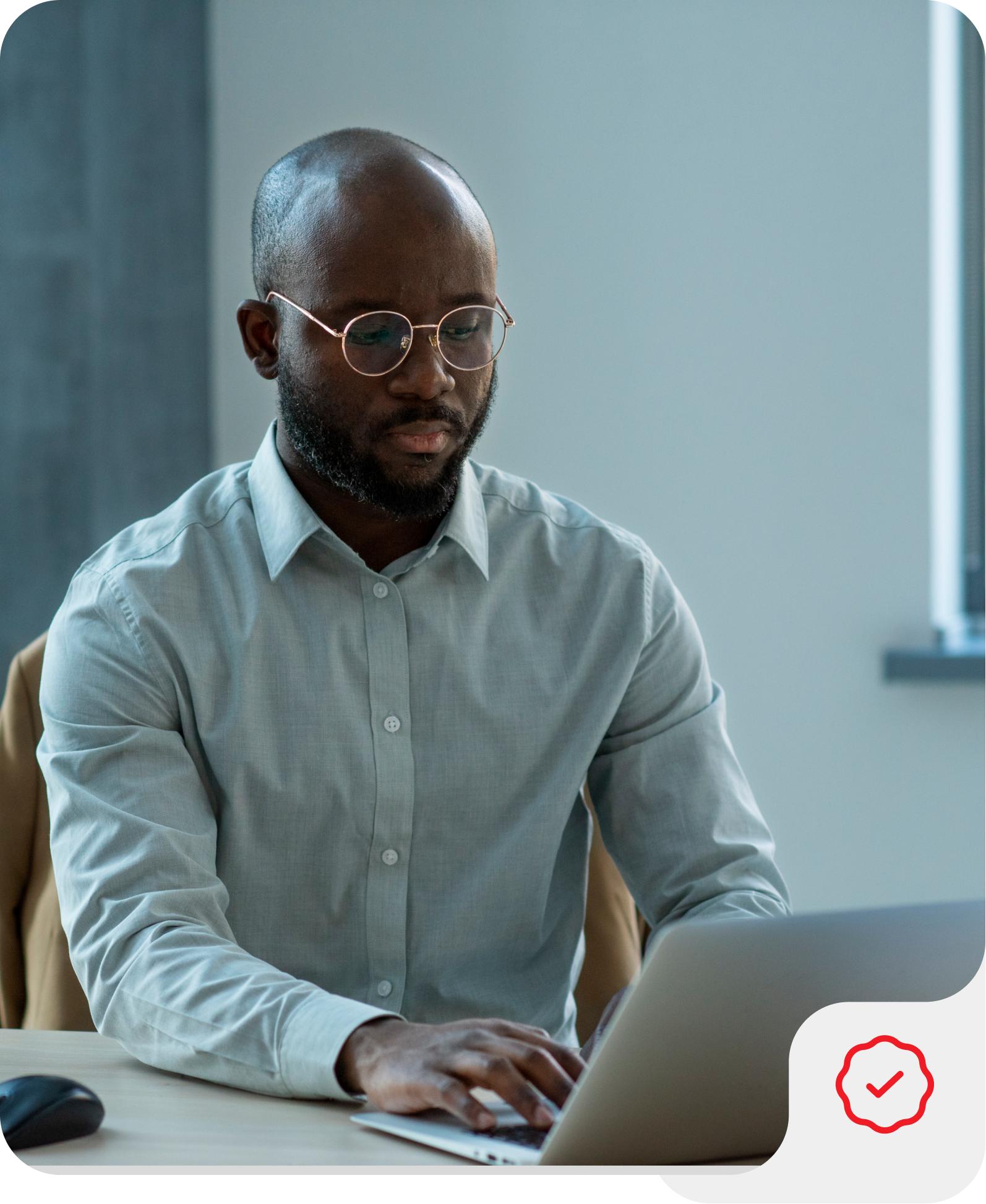 business black man typing laptop office research email client finance report space accountant pc company audit update budget financial proposal investment offer 22