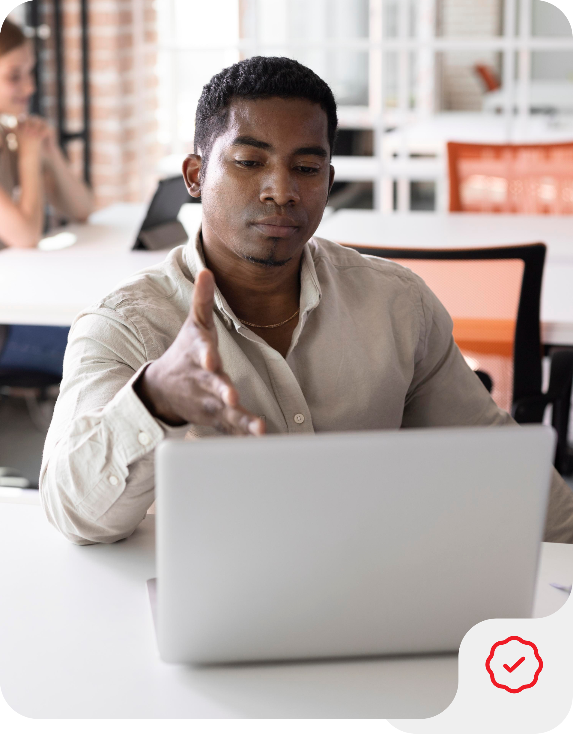 business black man typing laptop office research email client finance report space accountant pc company audit update budget financial proposal investment offer 4